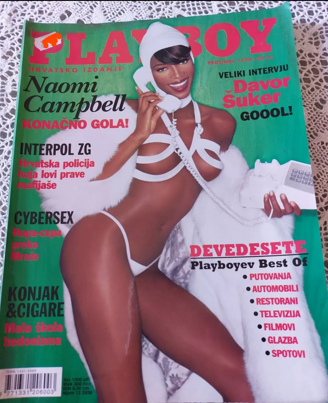 Naomi Campbell on cover of playboy (croatian edition) december 1999