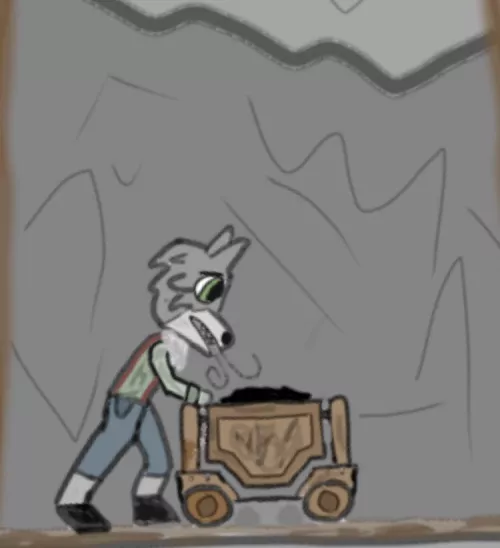 Not my best cause im tired as hell, but… Skarloey pushing a load of No 9 Coal out of the mines!