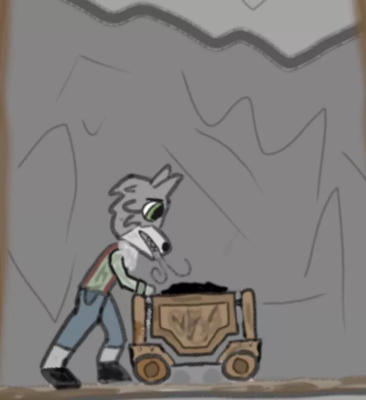 Not my best cause im tired as hell, but… Skarloey pushing a load of No 9 Coal out of the mines!