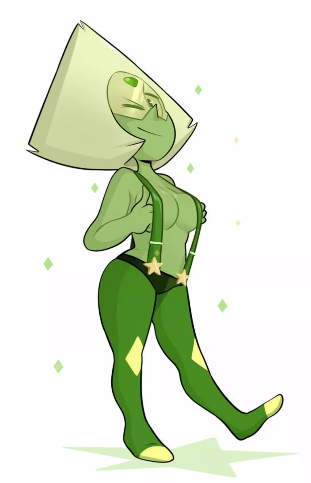 Peridot with suspenders because (blushmallet)