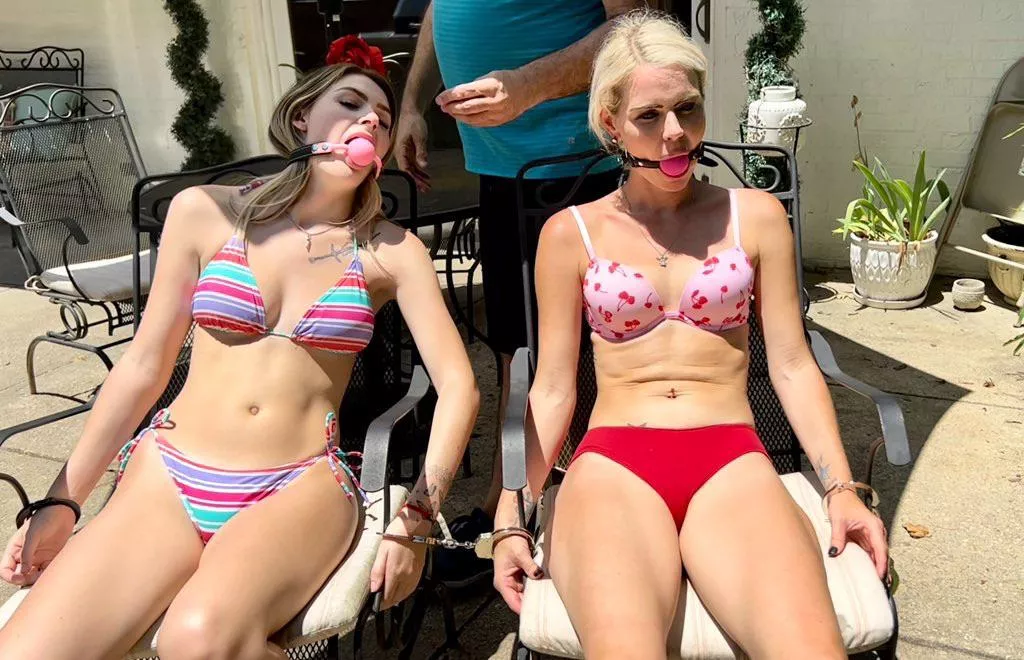 Sisters Kody Evans and London Evans roast in the sun in Bitchy Sisters with Emma Ray. Own them now at https://www.clips4sale.com/111172/26725991/bitchy-sisters-large-mp4 or tiedtales.com #BONDAGE