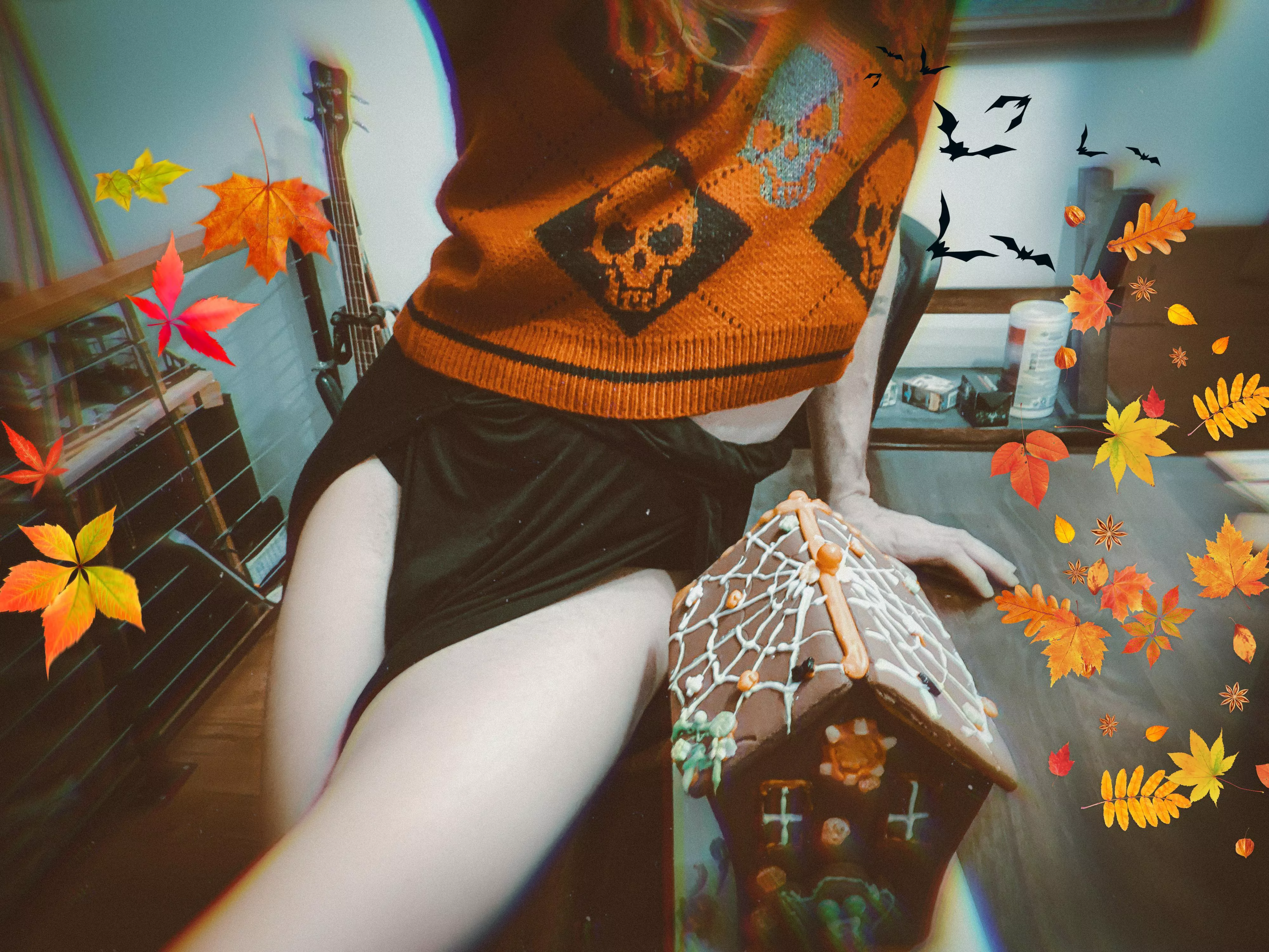 Spooky season slit skirt