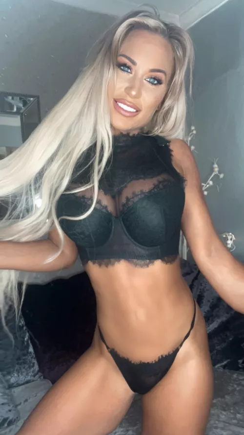 Tempting in black lingerie