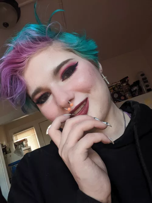 This was My makeup for My witch shibari shoot! I added a half moon after I took this selfie lol.