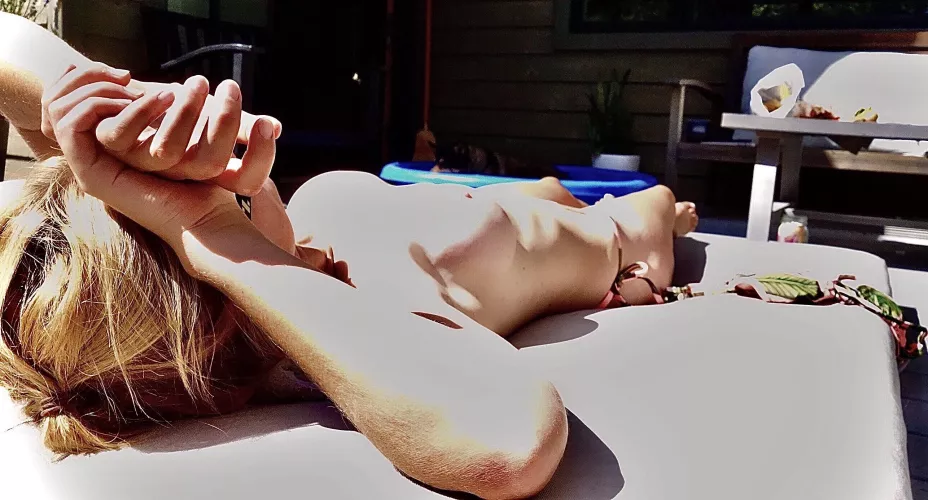 Topless on the back deck