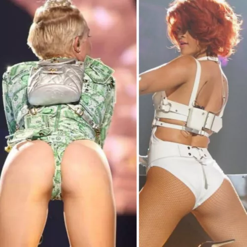 who would you rather fuck on stage, 19 year old Miley Cyrus or 23 year old Rihanna?