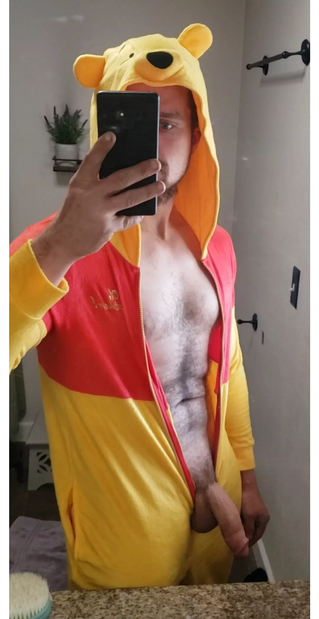 (35) What do you think of daddy's costume? Do I make a good pooh bear?