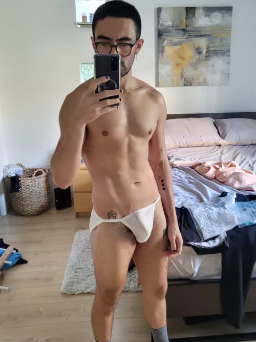 apparently very excited to be in these bikini briefs fornthe the first time 🥵