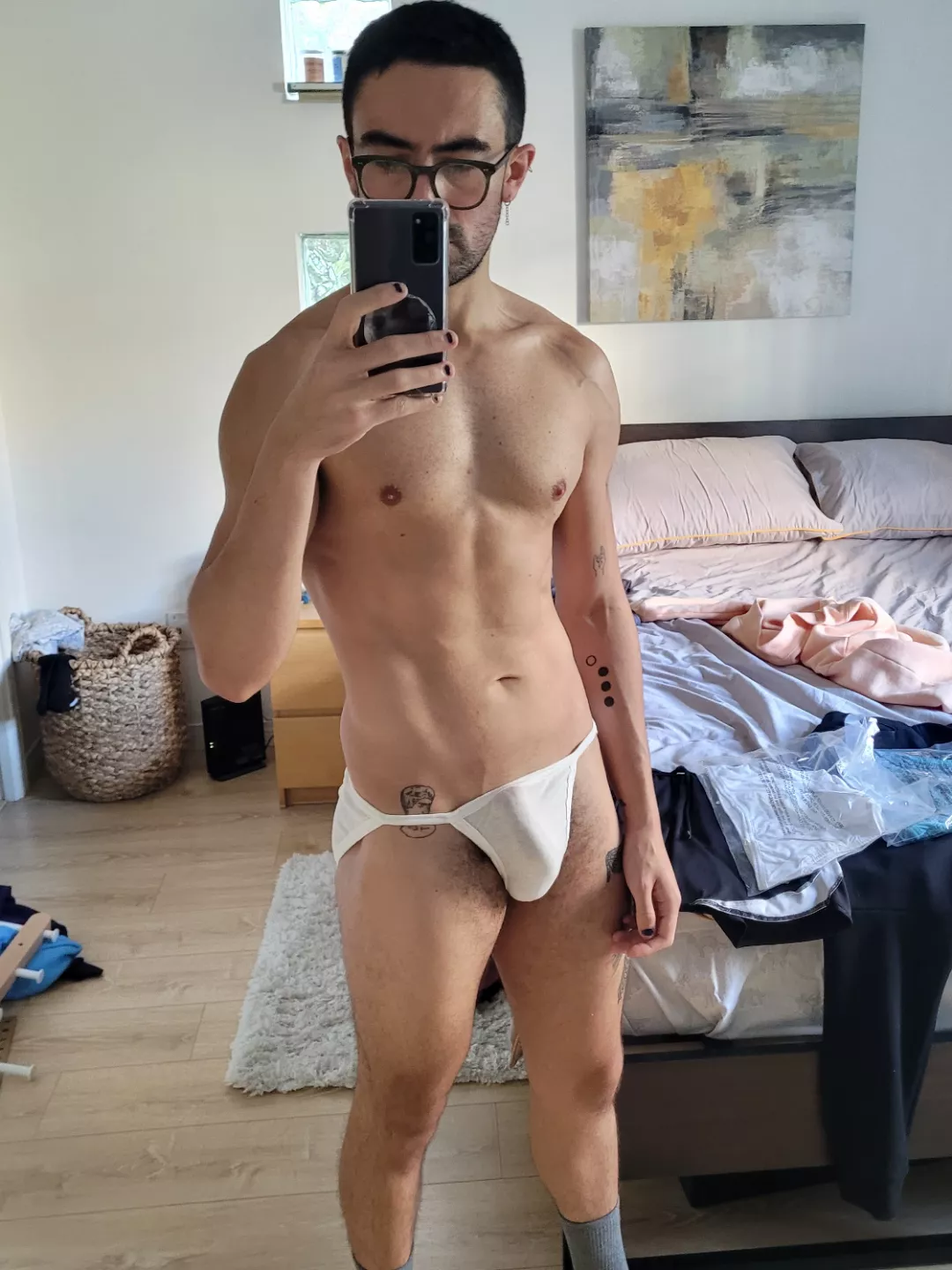 apparently very excited to be in these bikini briefs fornthe the first time 🥵