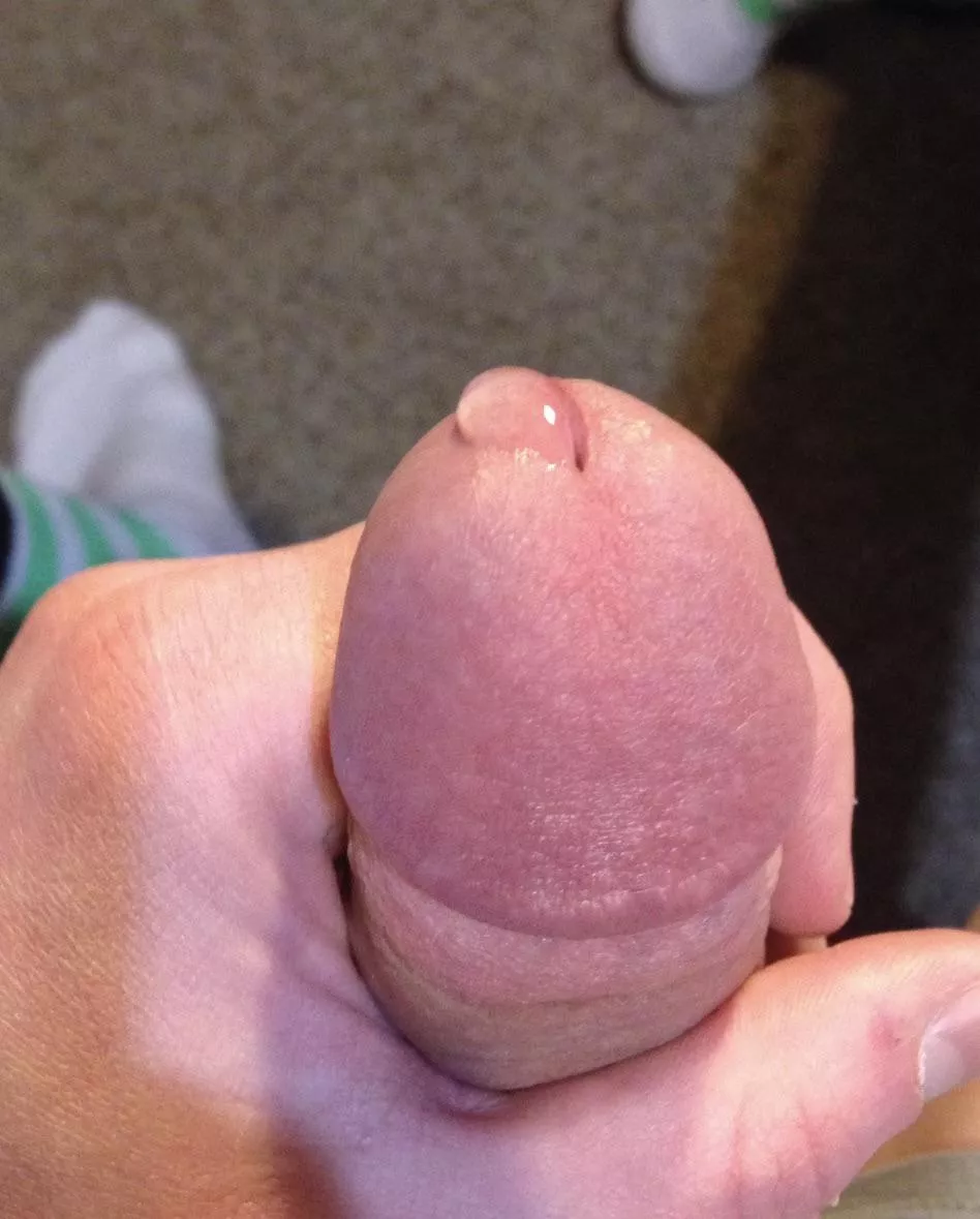 Clear drop of precum