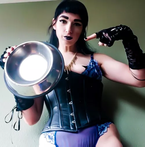 [Domme] This is what you will be eating out of from now on.