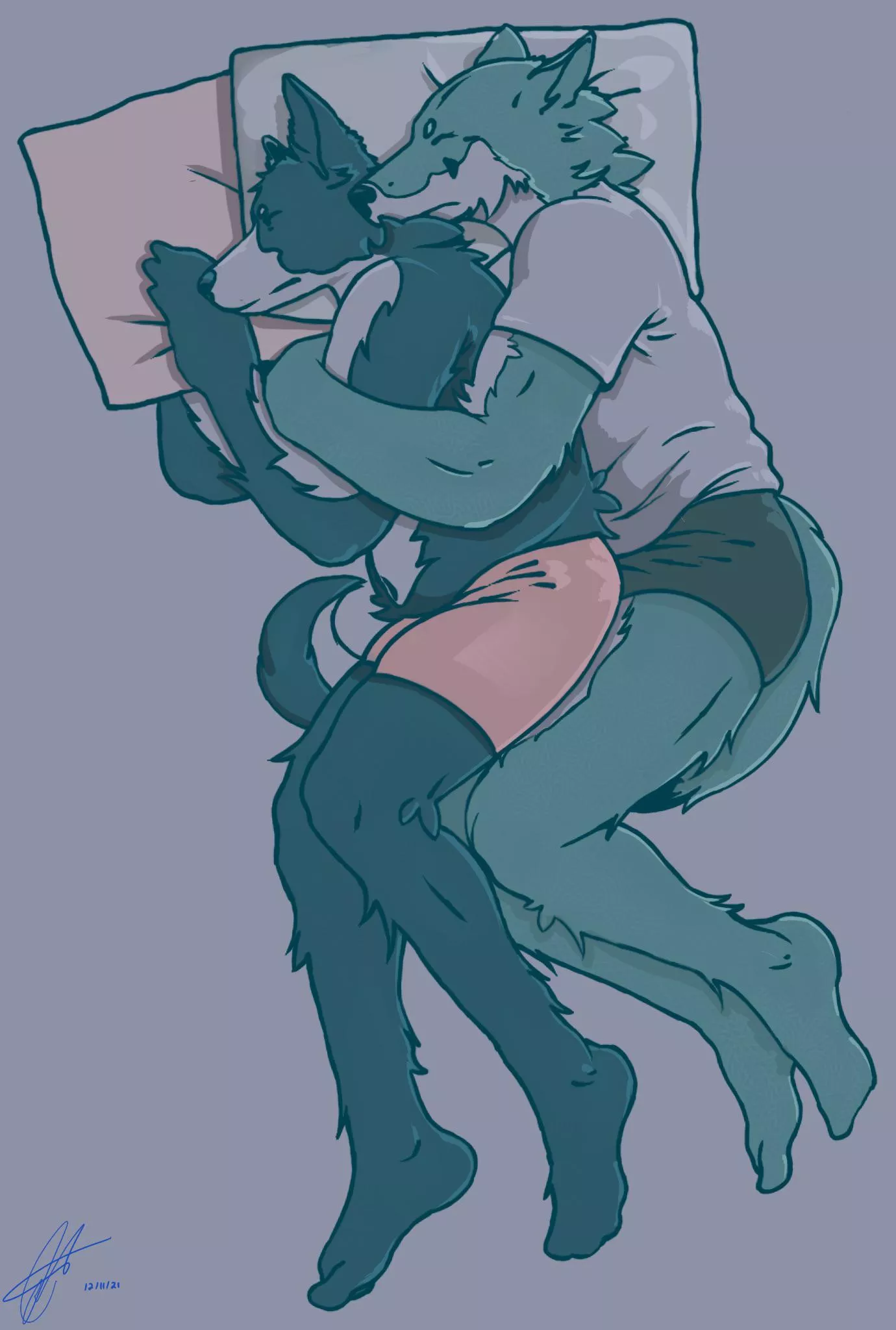 Evening cuddles. ( art by me )