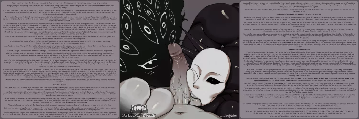 [FFxM] Crafting Love in a Dungeon of Darkness [Horror] [Lovecraftian] [Narrative] [Long] [Blowjob] [Cock Worship] [Artist: Zeblackballd]