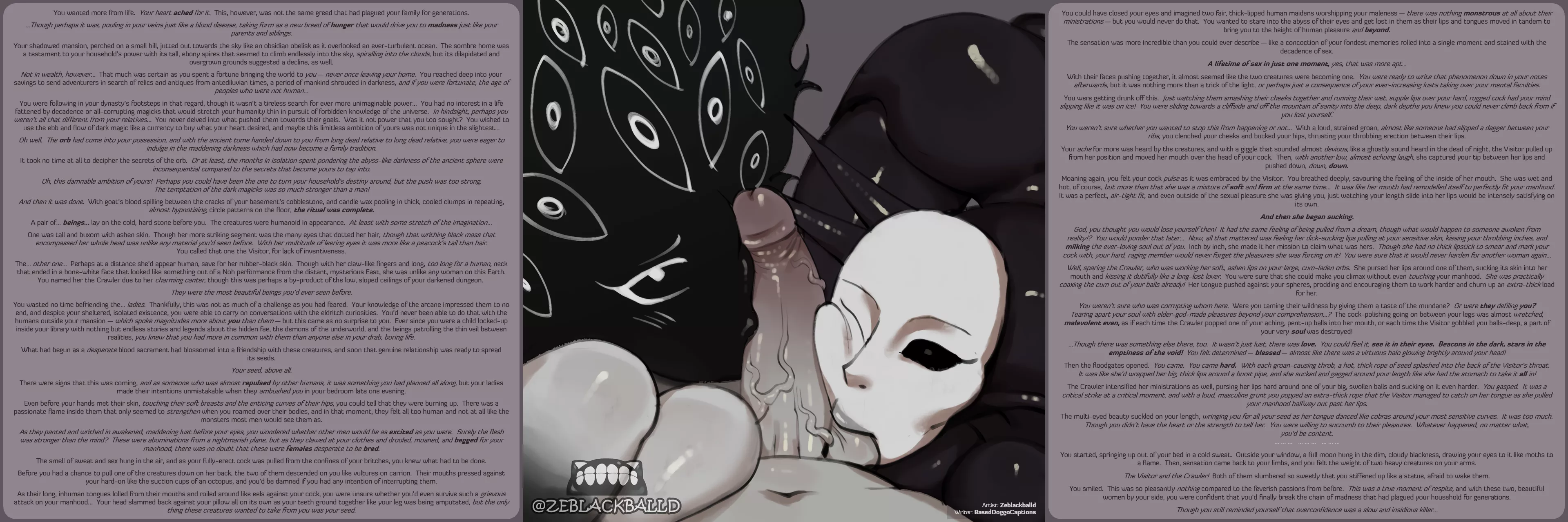 [FFxM] Crafting Love in a Dungeon of Darkness [Horror] [Lovecraftian] [Narrative] [Long] [Blowjob] [Cock Worship] [Artist: Zeblackballd]