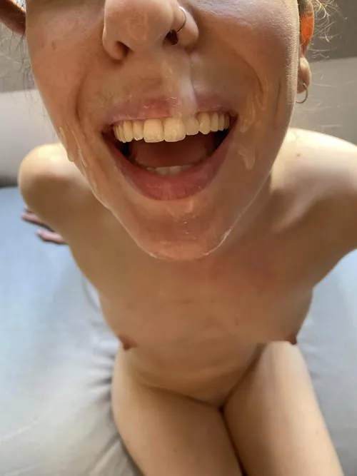 Happy cumsluts smile when covered 💦😄