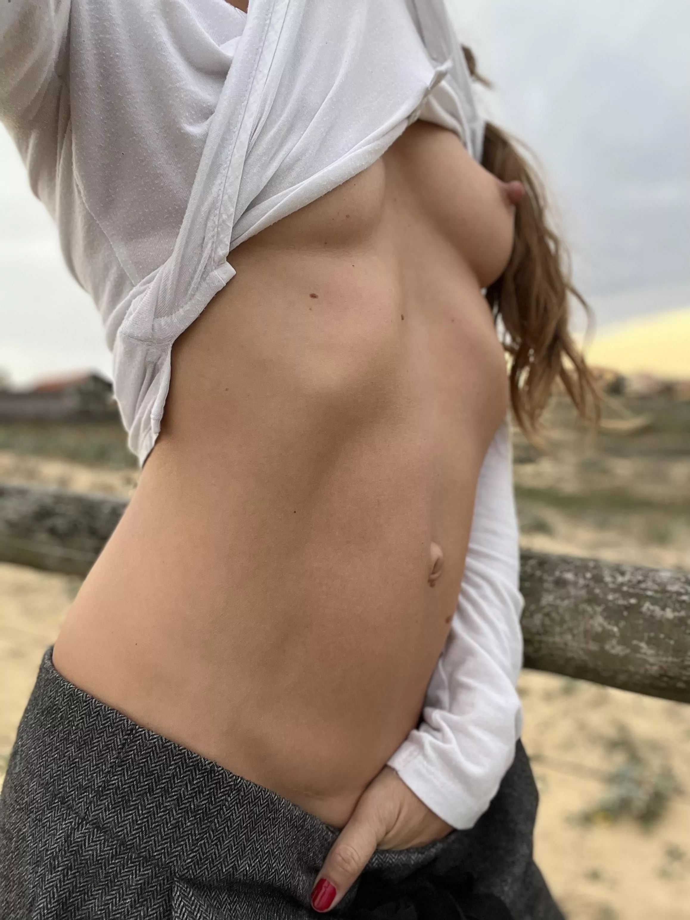 I love to caress myself outside when kids are not there!