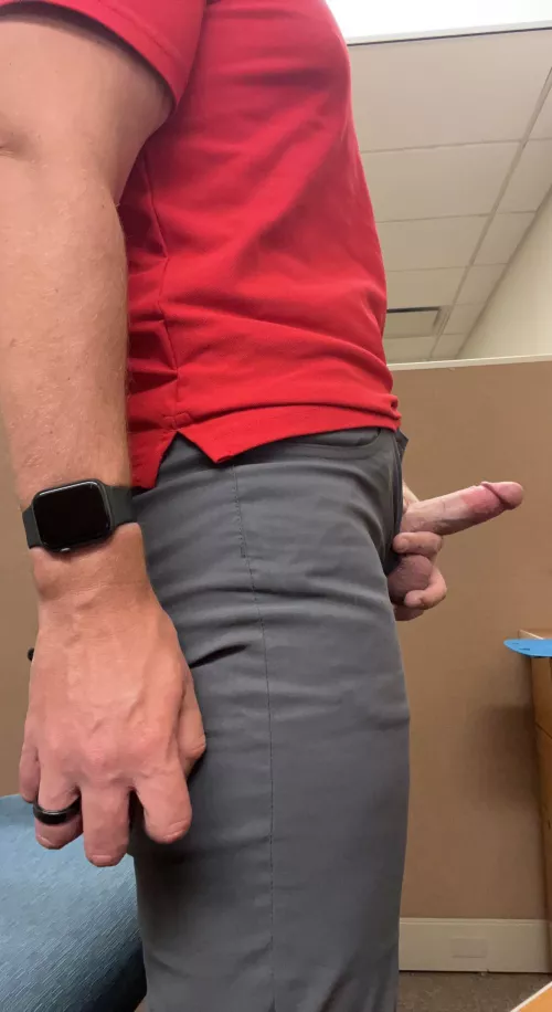Love showing my cut cock at work