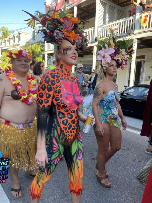 Marching in nothing but shoes and body paint at Fantasyfest