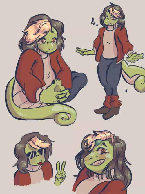 The character sheet for my aunts fursona:)