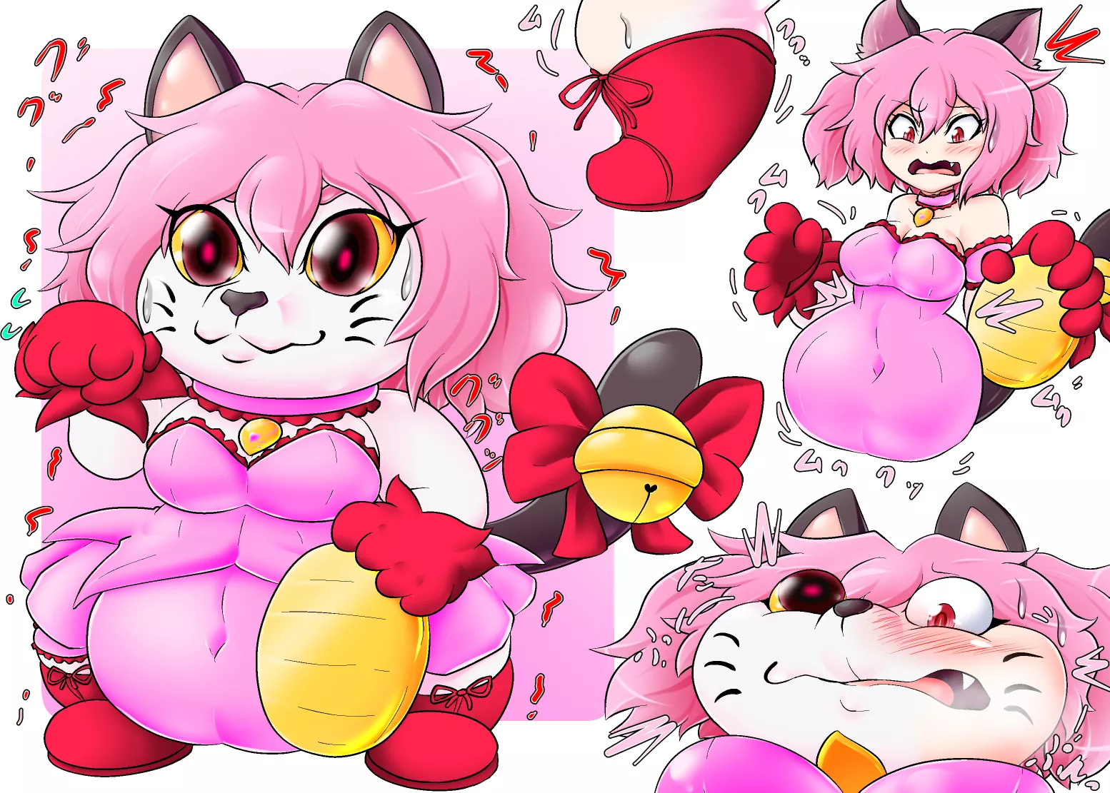 Beckoning Ichigo-chan (Mew Ichigo from Tokyo Mew Mew -> Maneki-neko/Beckoning Cat figurine, inanimate) by ナゲ犬/@n_inuinu