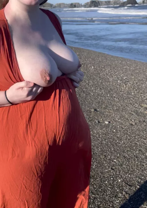 Flashing everyone at the beach [F]
