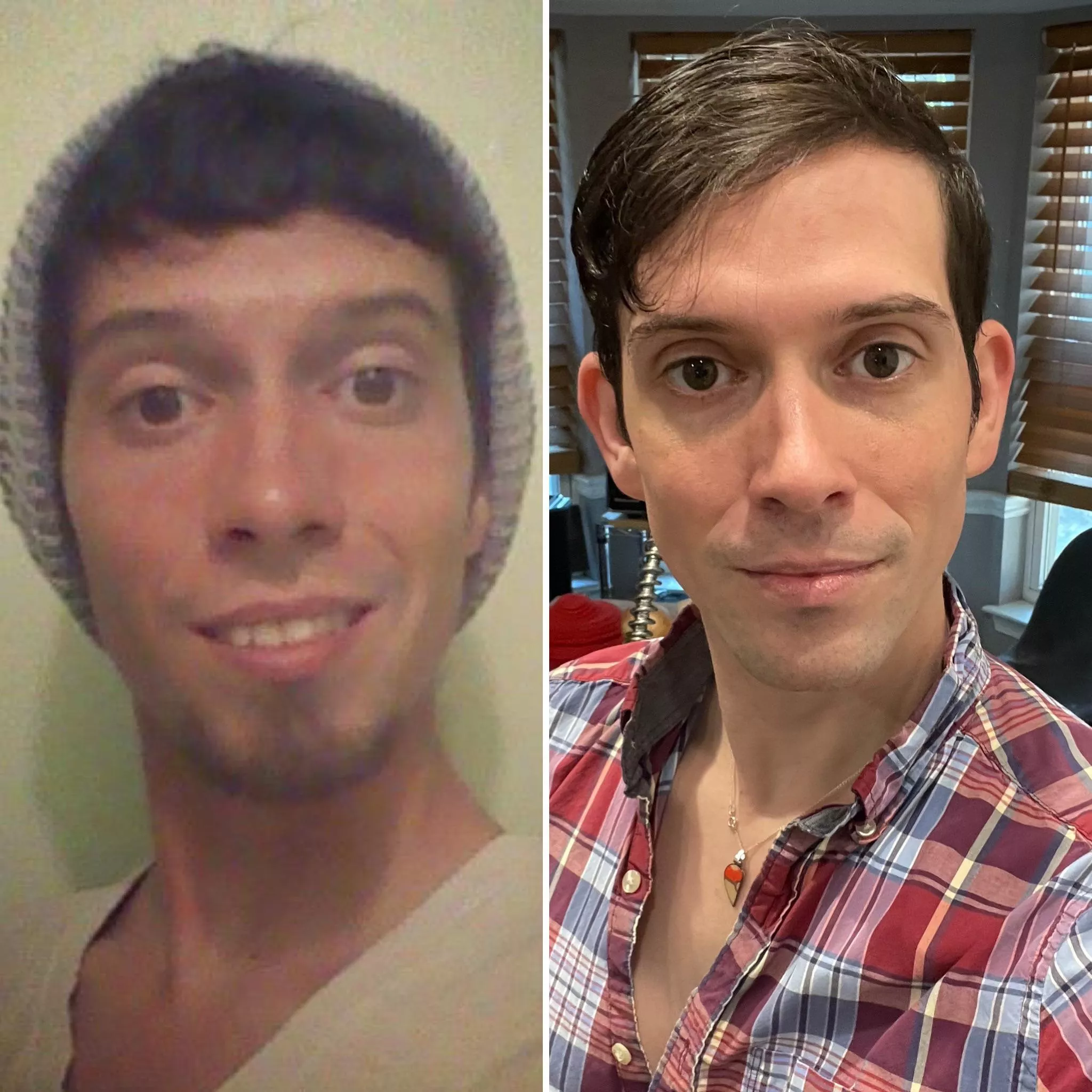 Got a picture memory notification: the left one was taken a decade ago. My phone camera quality and taste in facial hair have come a long way, thank God.