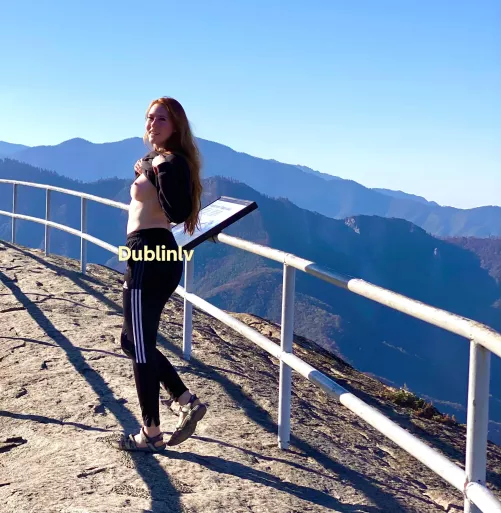 Hiking is better with boobs out😘