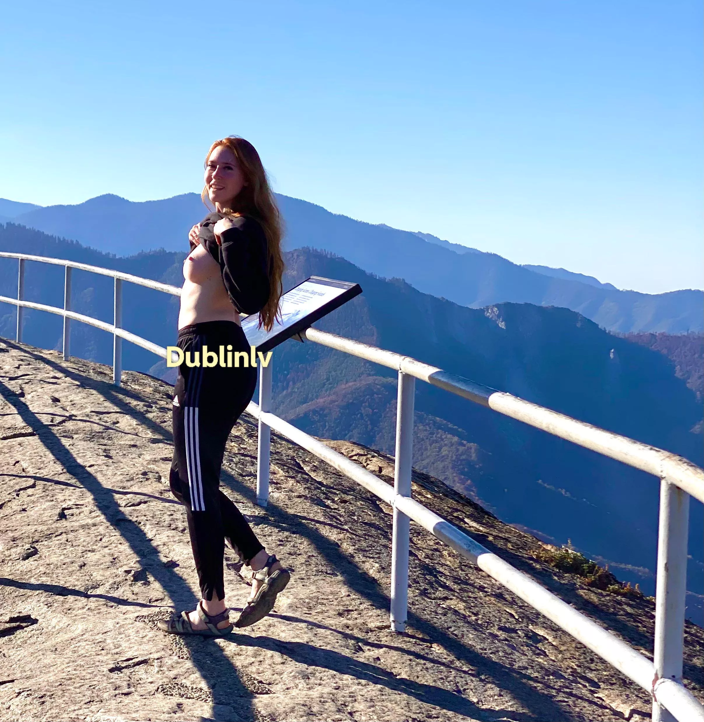 Hiking is better with boobs out😘