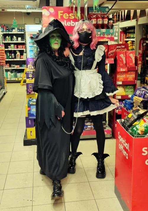 my work Halloween outfit...if you can't guess I'm on the right