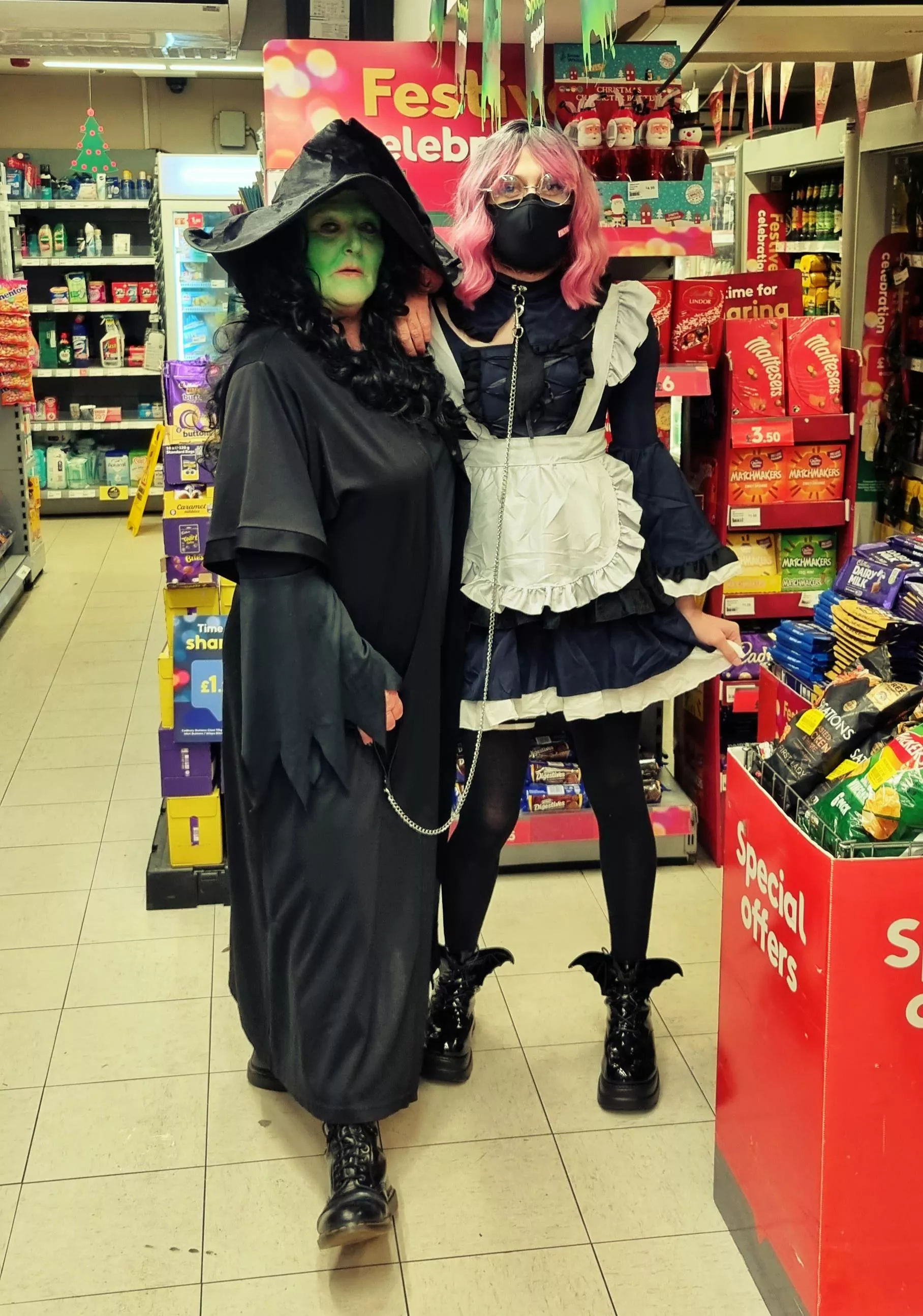 my work Halloween outfit...if you can't guess I'm on the right