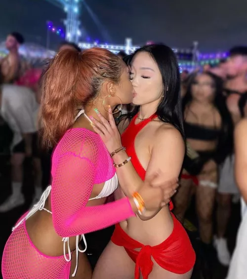 Rave Girls Kissing