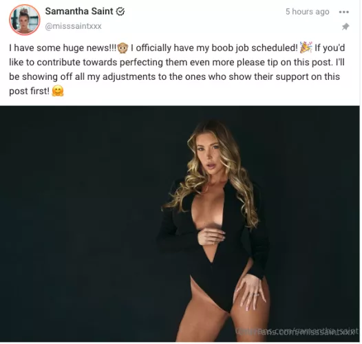 Samantha Saint's new boob job, what do you guys predict she'll do?