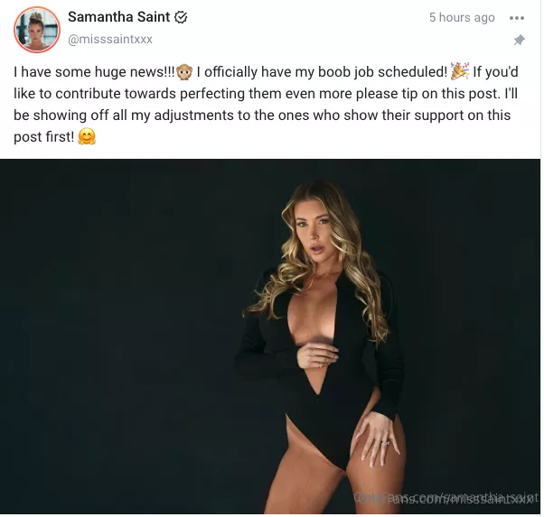 Samantha Saint's new boob job, what do you guys predict she'll do?