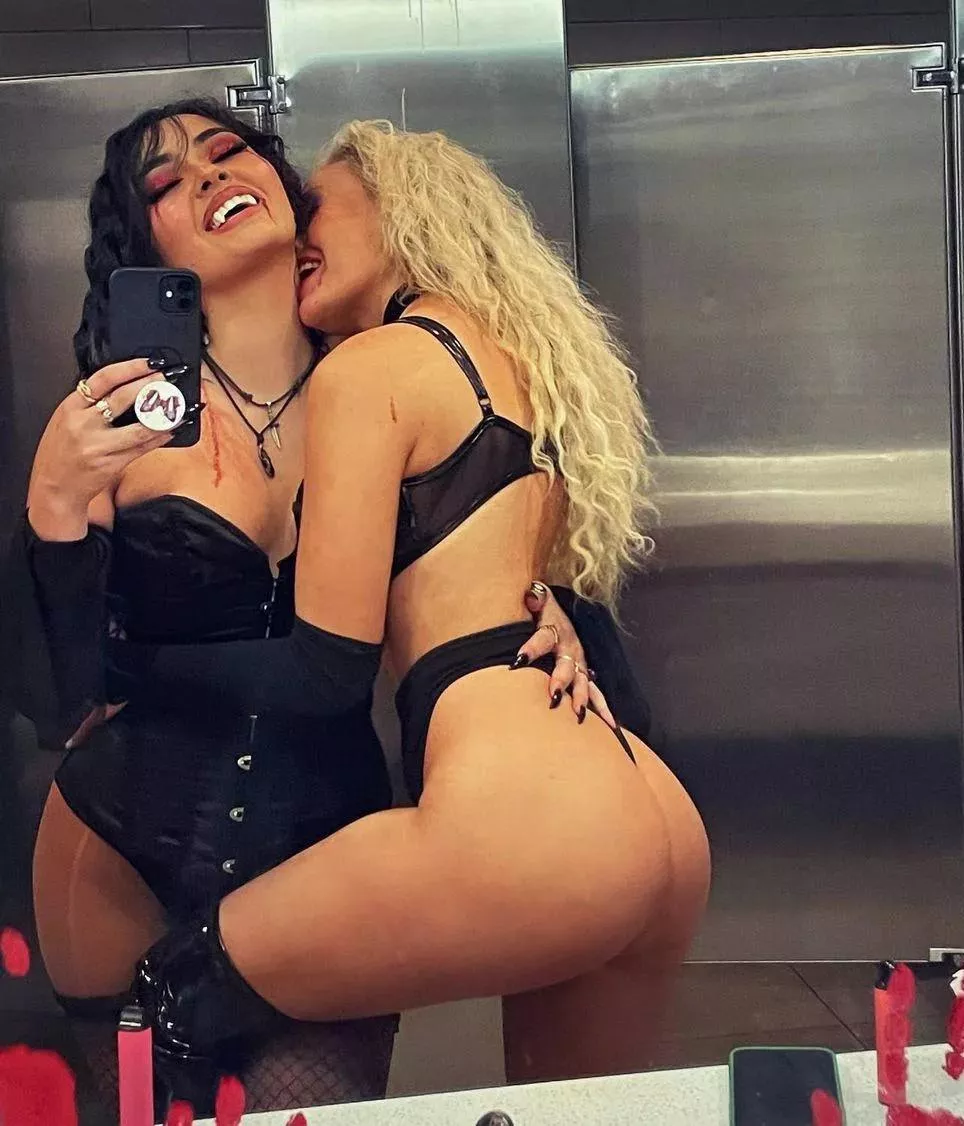 Sucking on her bestie