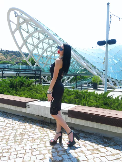 Black dress with black heels