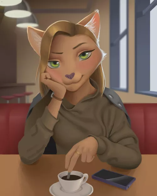 Coffee time ☕(Art by me) ⚠COMMISSION OPEN!⚠