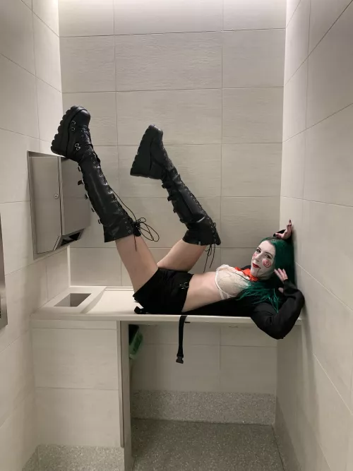 Getting cozy in the bathroom