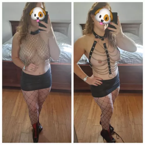 I can’t tell which top i prefer, but i love the feel of the metal on my tits