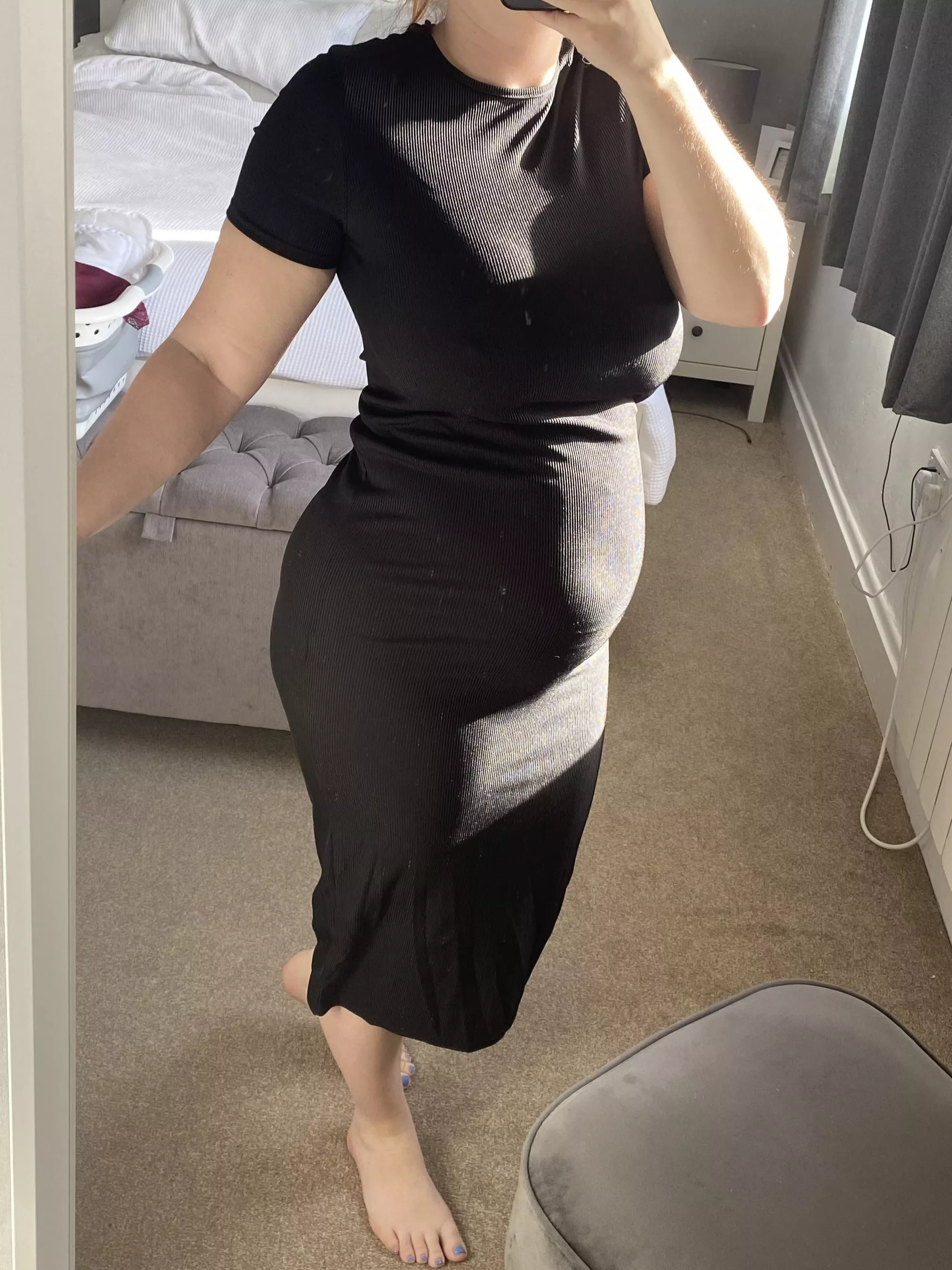 I hope the boss doesn’t mind me wearing no bra today!