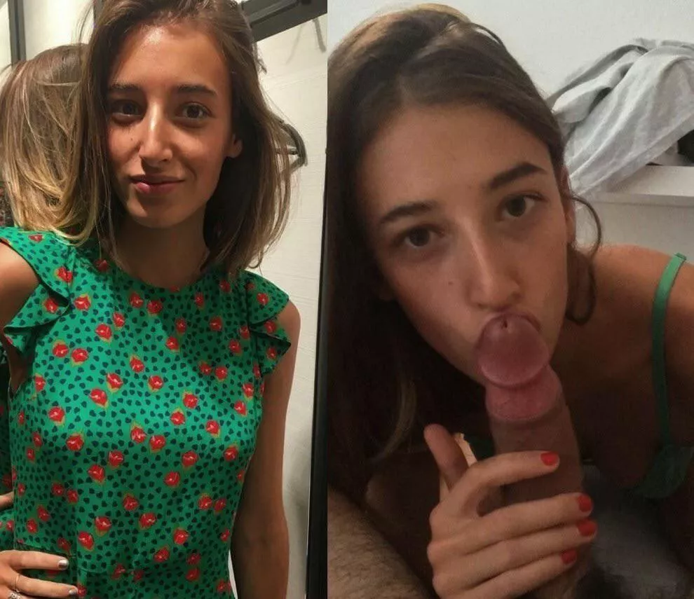 Kissing the tip like a good girl