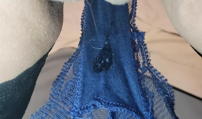 My tight pussy left a tiny wet spot 💦