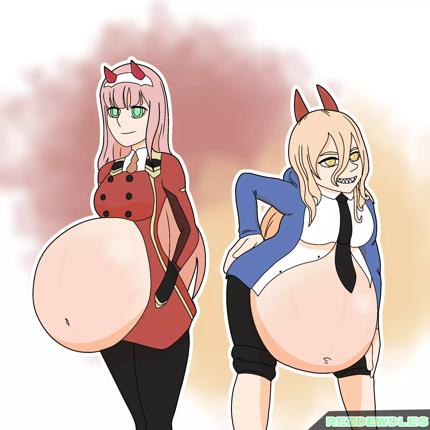 Power and Zero Two (Art by Me)