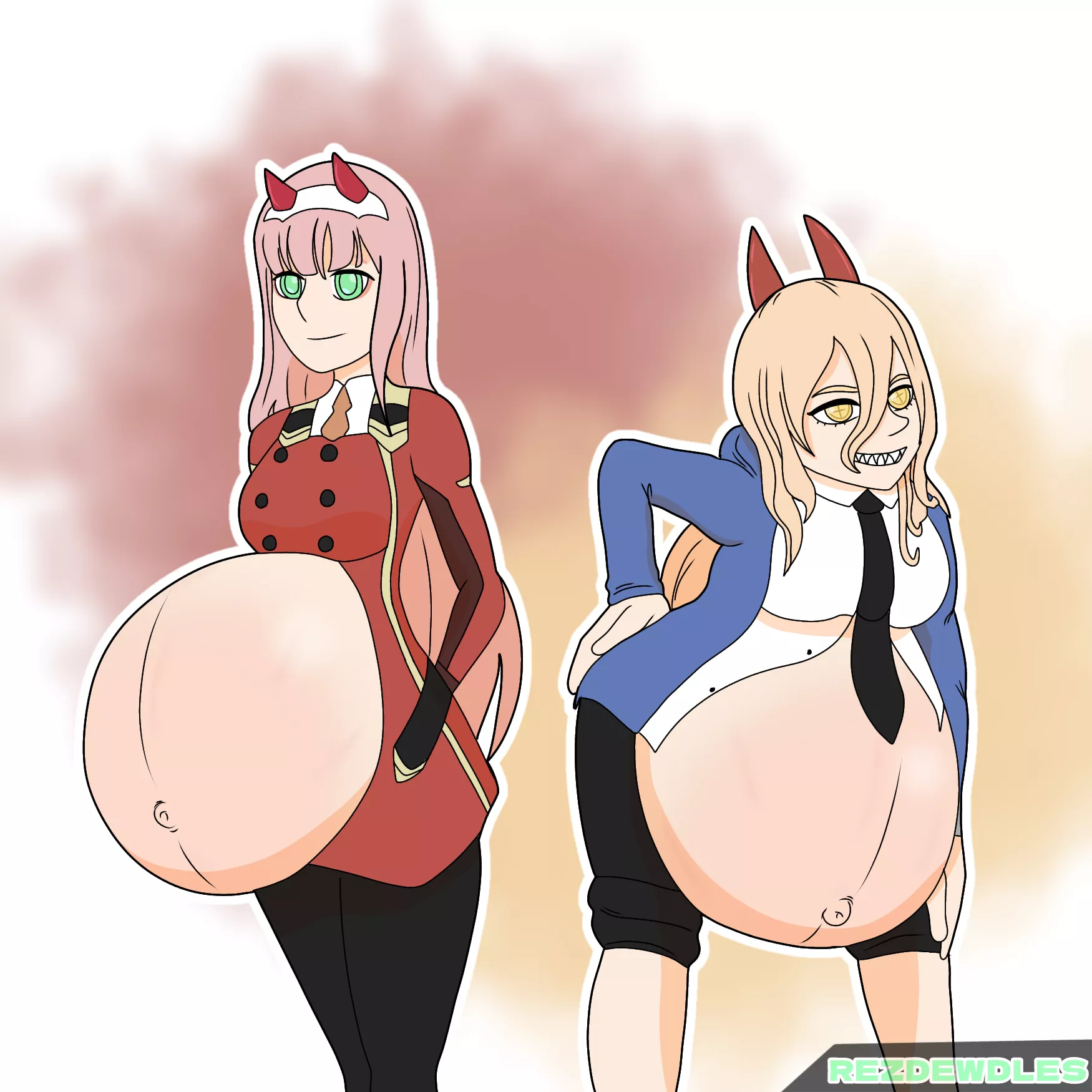 Power and Zero Two (Art by Me)