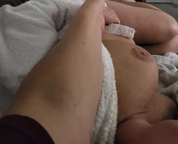 sleeping wife after a woodland walk