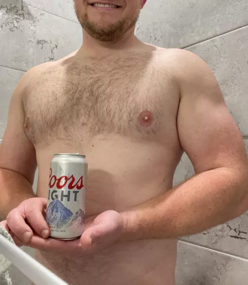 The mountains are blue and there’s room in this shower for two.