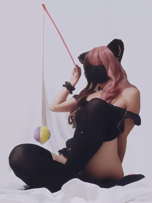 Your tiny goth gf dress up as a cute cat for Halloween. Who wants to be her next toy?