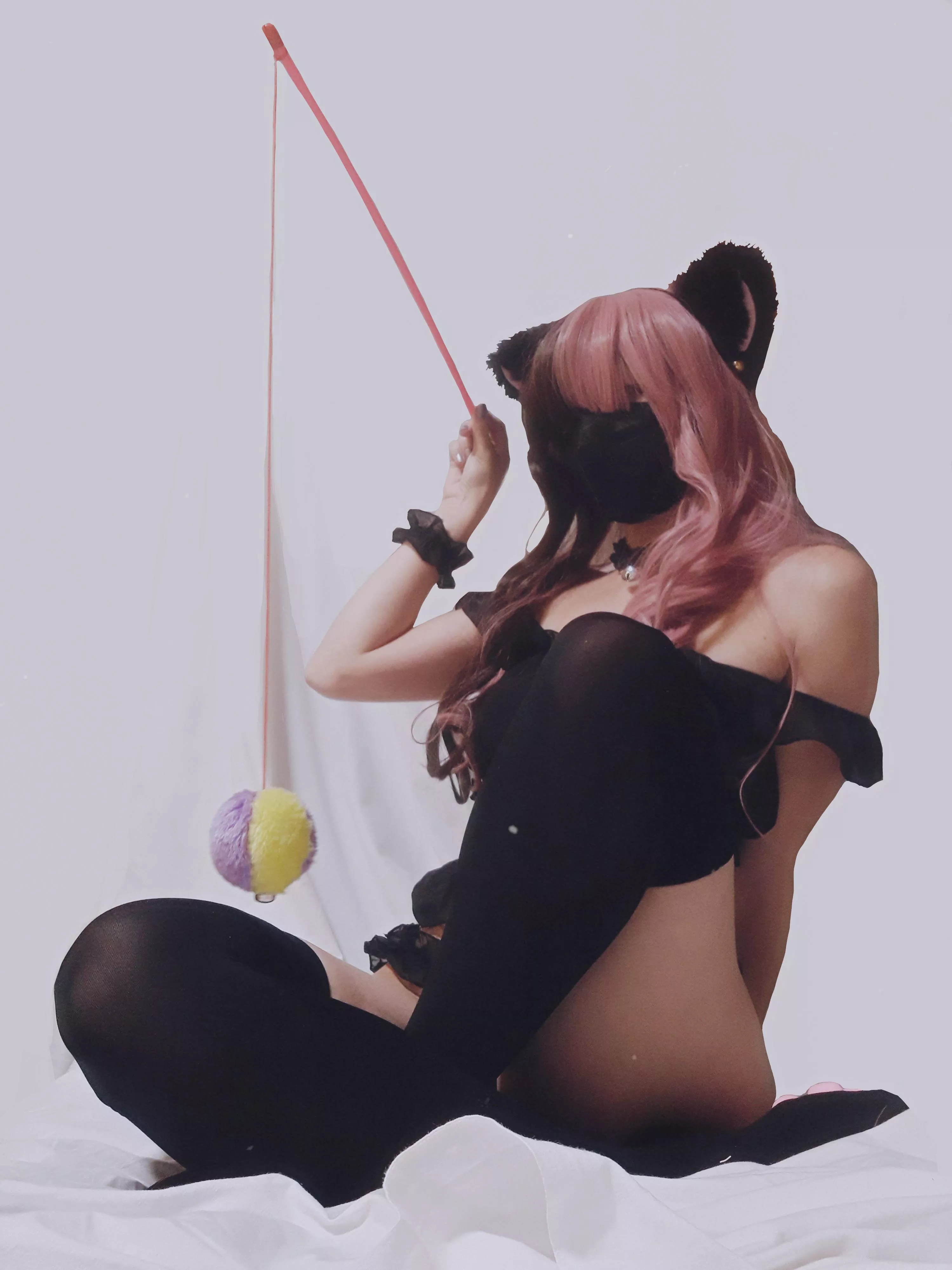 Your tiny goth gf dress up as a cute cat for Halloween. Who wants to be her next toy?