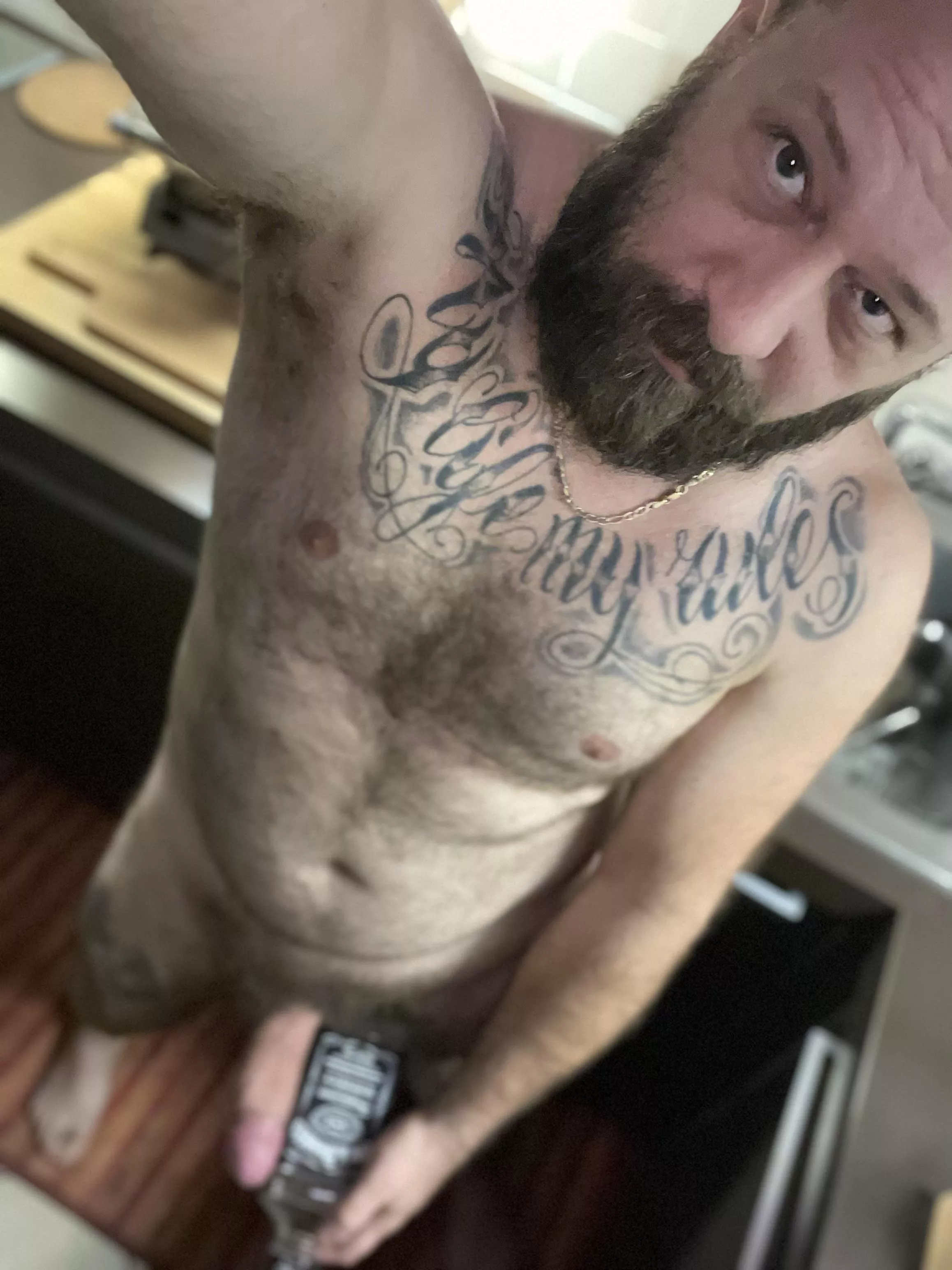 (42) Now you kneel in front of me, put in Jack's mouth and then my cock.