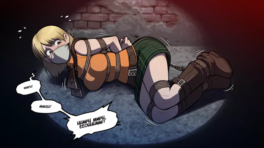 Ashley Graham about to learn that damsels in distress don't get a choice [Resident Evil 4] (Wossarem)