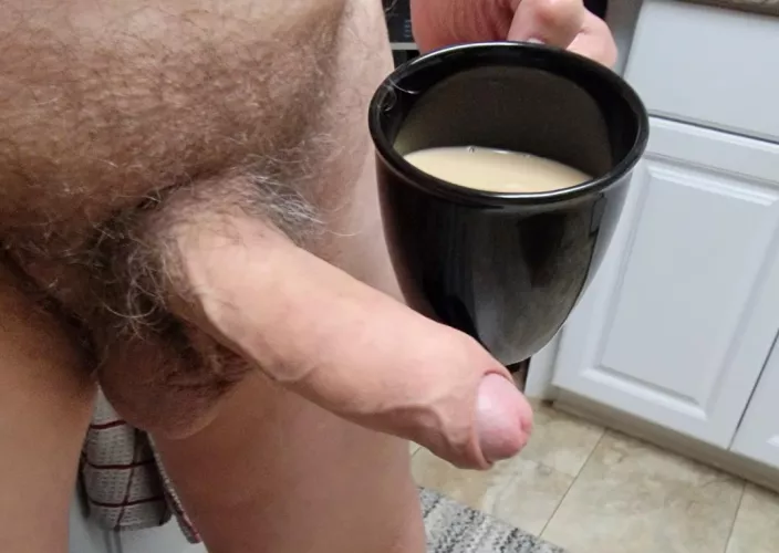 Daddy enjoying his morning coffee and wood.Dad/grandpa [71] 🪵 🍆😋 😈